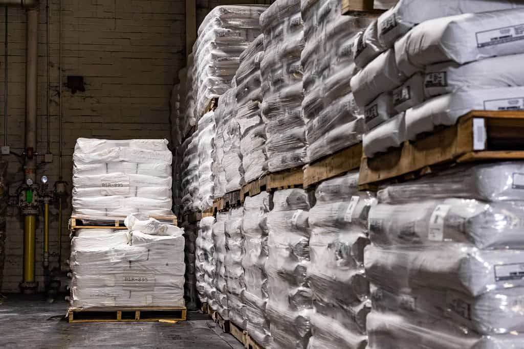 Delta Performance Products' warehouse of bulk pigment bags inventory