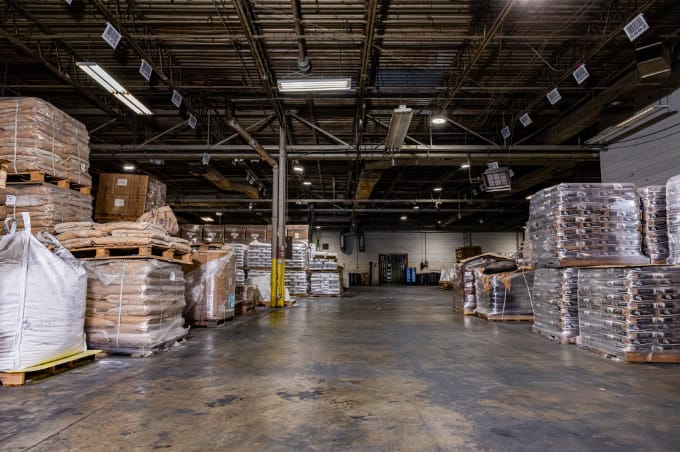 Warehouse pigment storage.